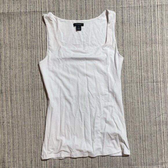 HALOGEN Women's Square Neck Tank Size XS In White - Picture 2 of 5